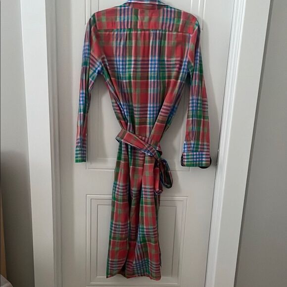 J. Crew Red and Green Plaid Buttoned Long Sleeve Maxi Dress - Picture 3 of 4